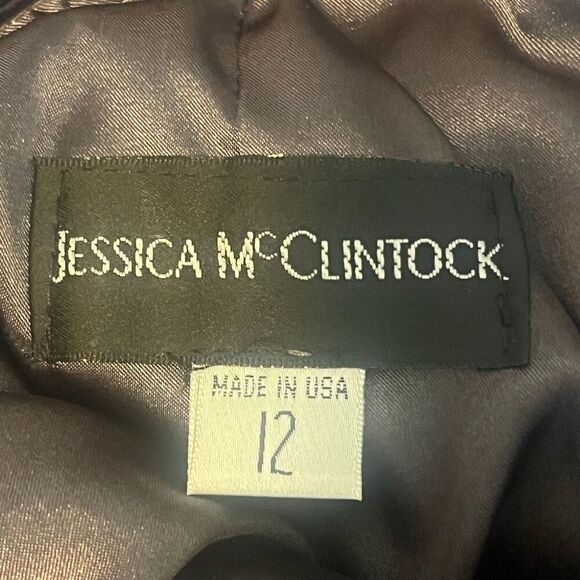 Jessica McClintock Gunmetal Vintage Halter Jeweled Detail Gown Sz12 - Picture 6 of 8